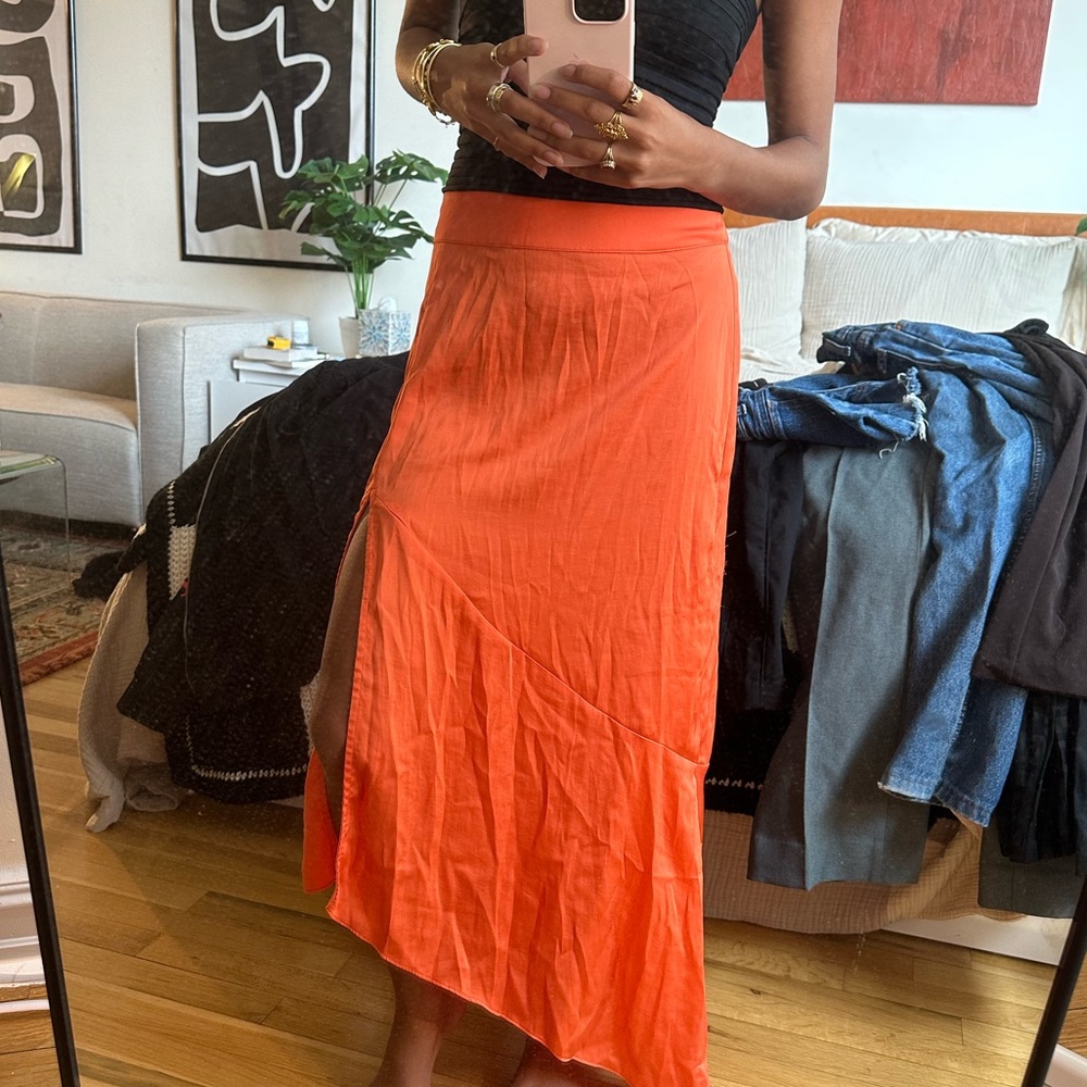 Orange Free People Maxi Skirt